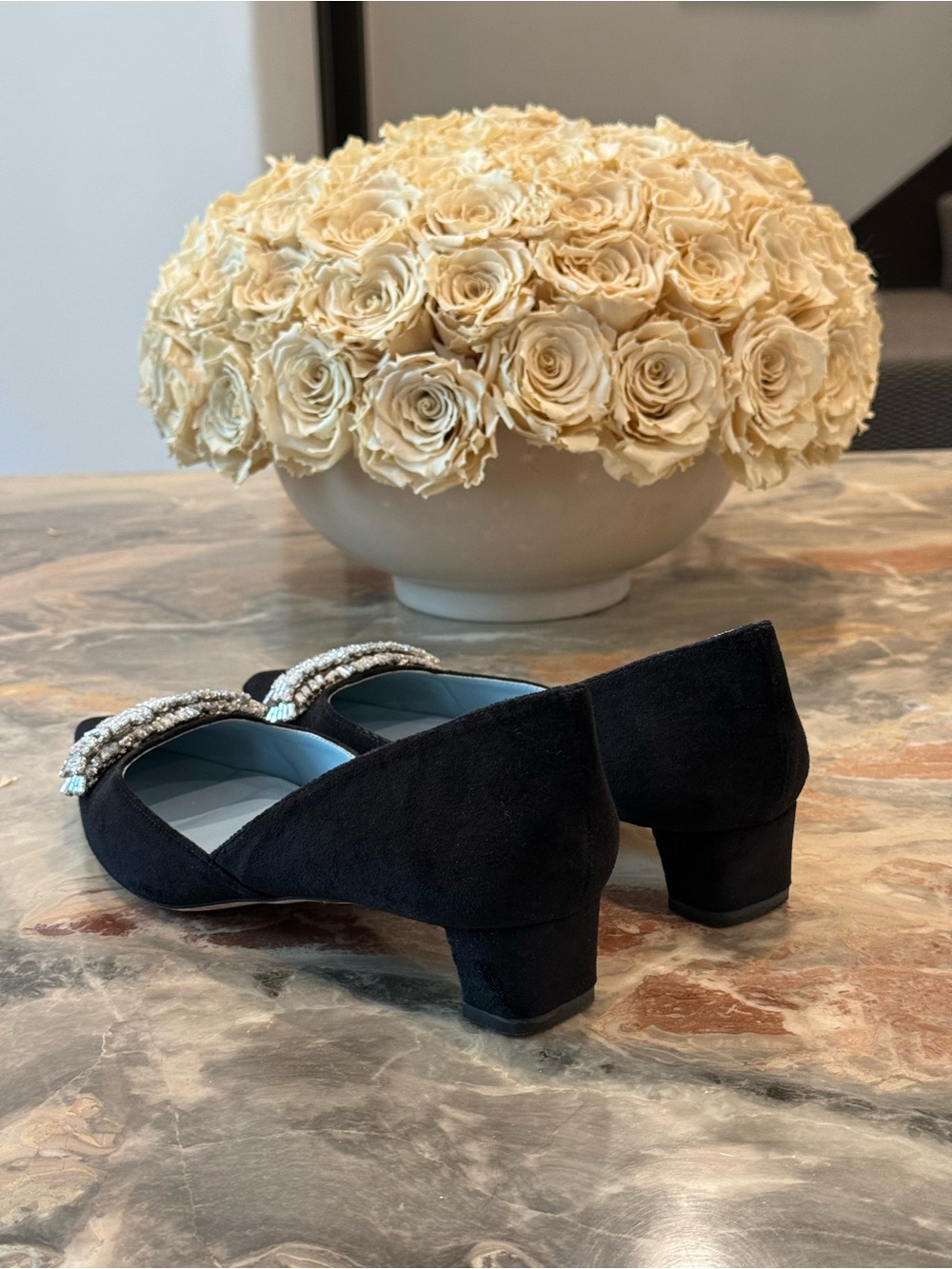 Francis Valentine Black Suede Crystal Embellished D’Orsay Flats Size 8.5B - Picture 4 of 10